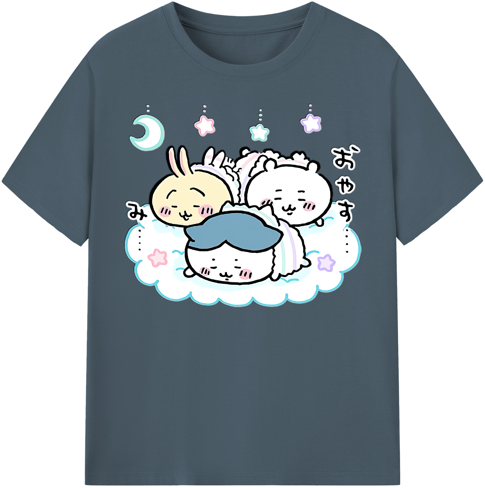 （画像用） ちいかわ ハチワレ Chii-kawa hachiware 綿100％半袖Tシャツ（フロントプリント）